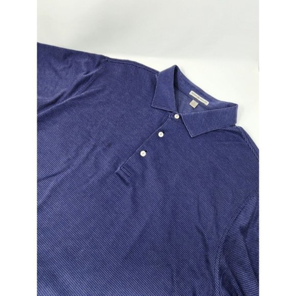 Peter Millar Men's Short Sleeve Point Stripe 100% Cotton Polo/Golf Shirt Blue XL